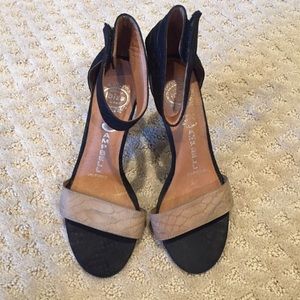 Jeffrey Campbell FOXTROT Nude/Black Strap Heels
